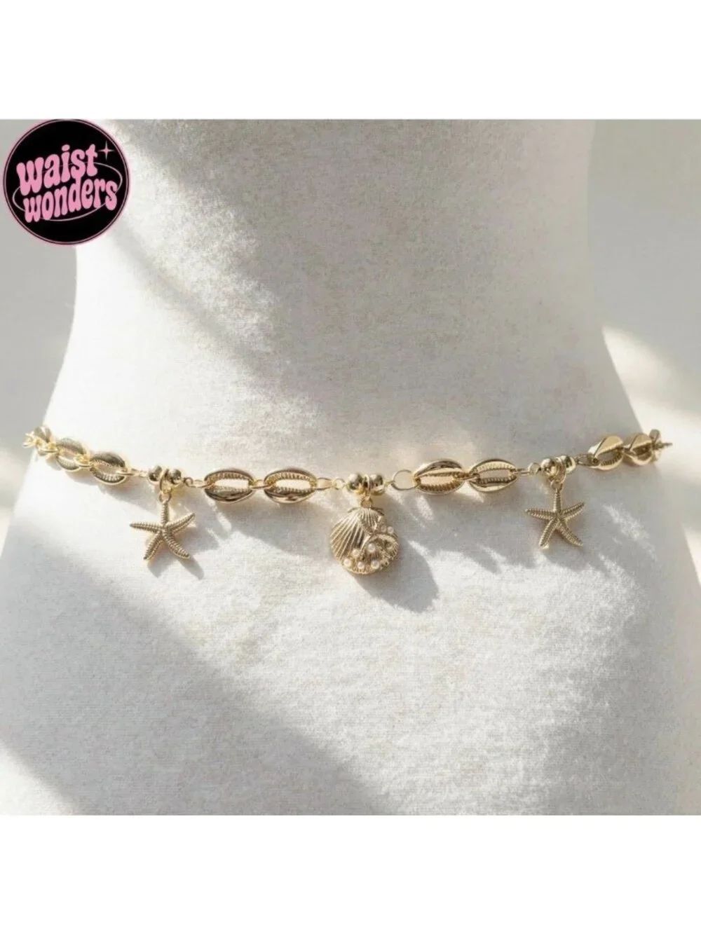 New Gold Zinc Alloy Seashell Starfish Belly Waist Chain Belt Beach Swim